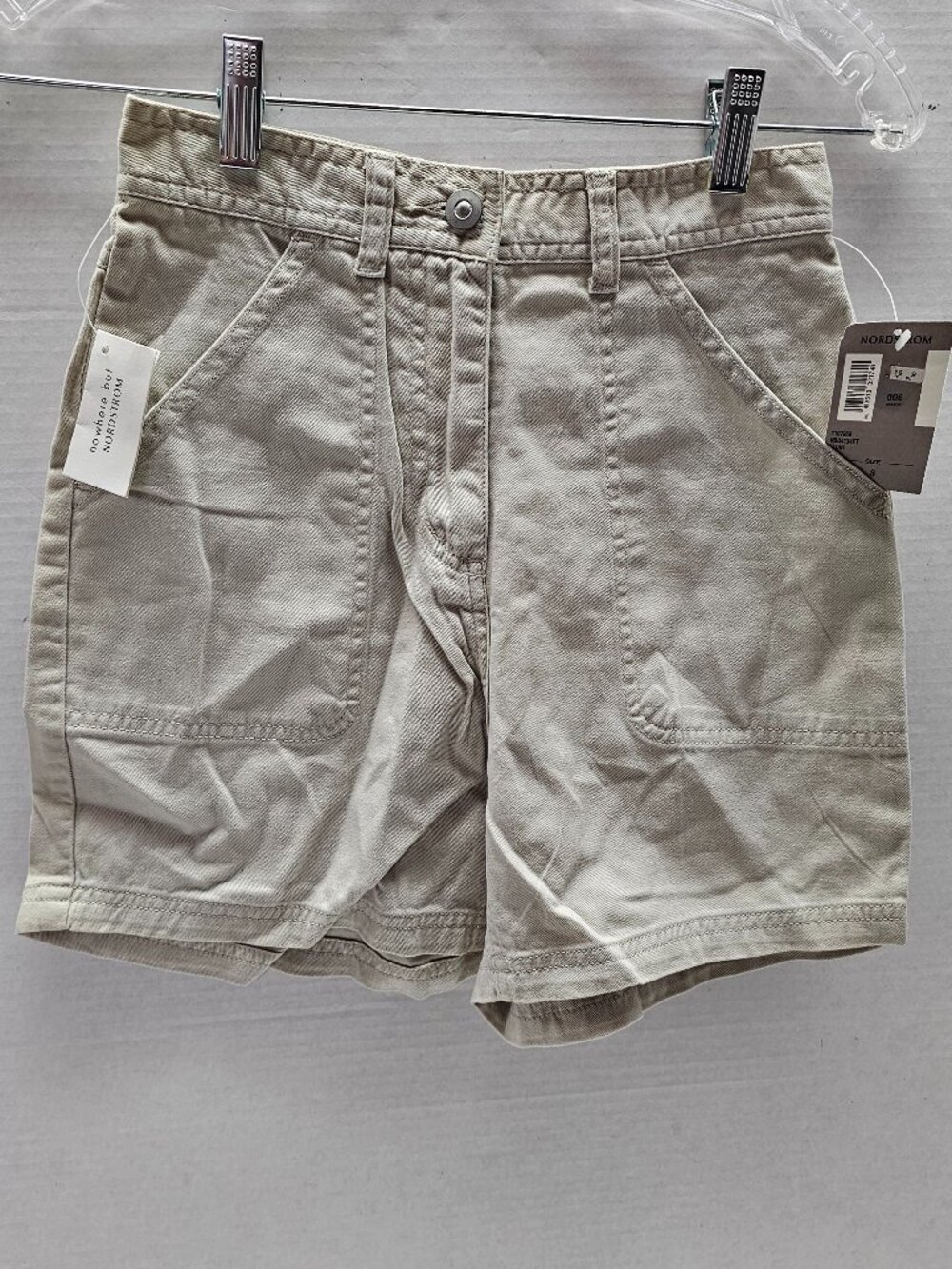 New Nordstrom N Kids Boys Stone Khaki Tan Cotton Shorts Pockets Size 8 NWT